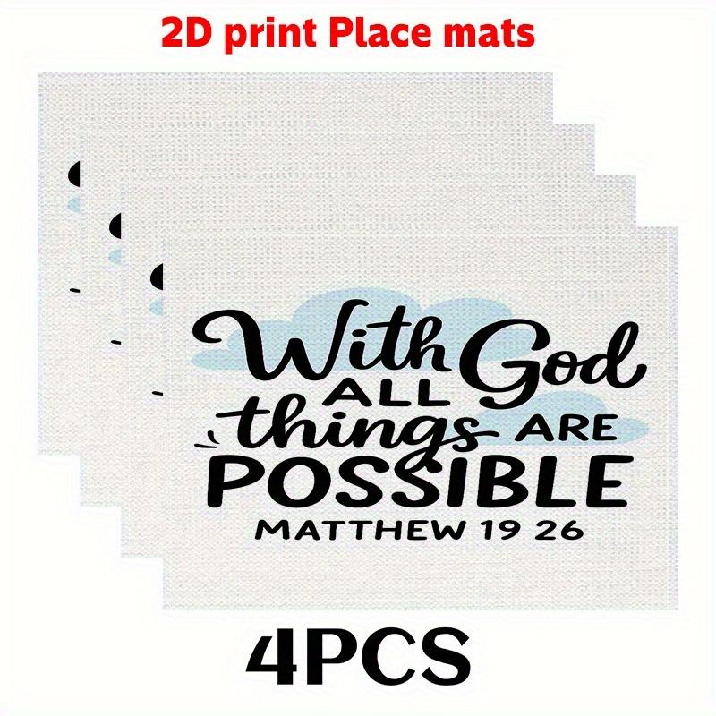 2pcs/4pcs/6pcs Religious belief Place mats (2D print)The combination of words and clouds. 11.8X17.7in-Soft Table Coaster Pad for Home Decor, Formal