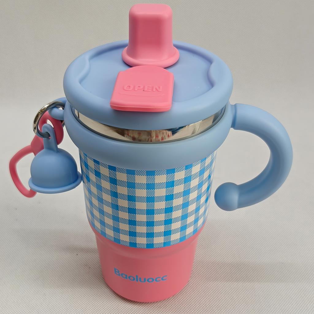 Stylish Coffee Thermos Mug for 2025, Ideal for Students, Features a Large Capacity, Handle, And Straw, Perfect for On The Go