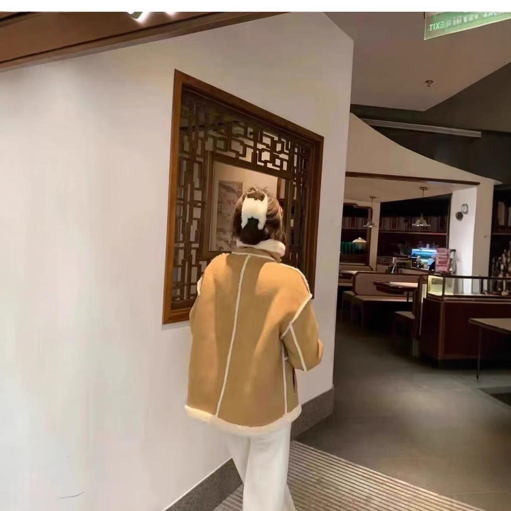 Retro Lammwolle Imitat Pelzmantel Damen Winter Klein Neu Verdickt Lokomotive Kleidung Baumwollkleidung