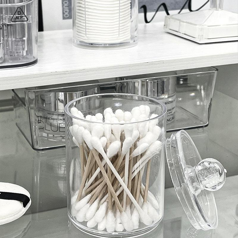 Cotton Pad Storage Box, Cotton Swab Box Holder, Household Transparent Cover Acrylic Desktop Powder Puff Organization Box