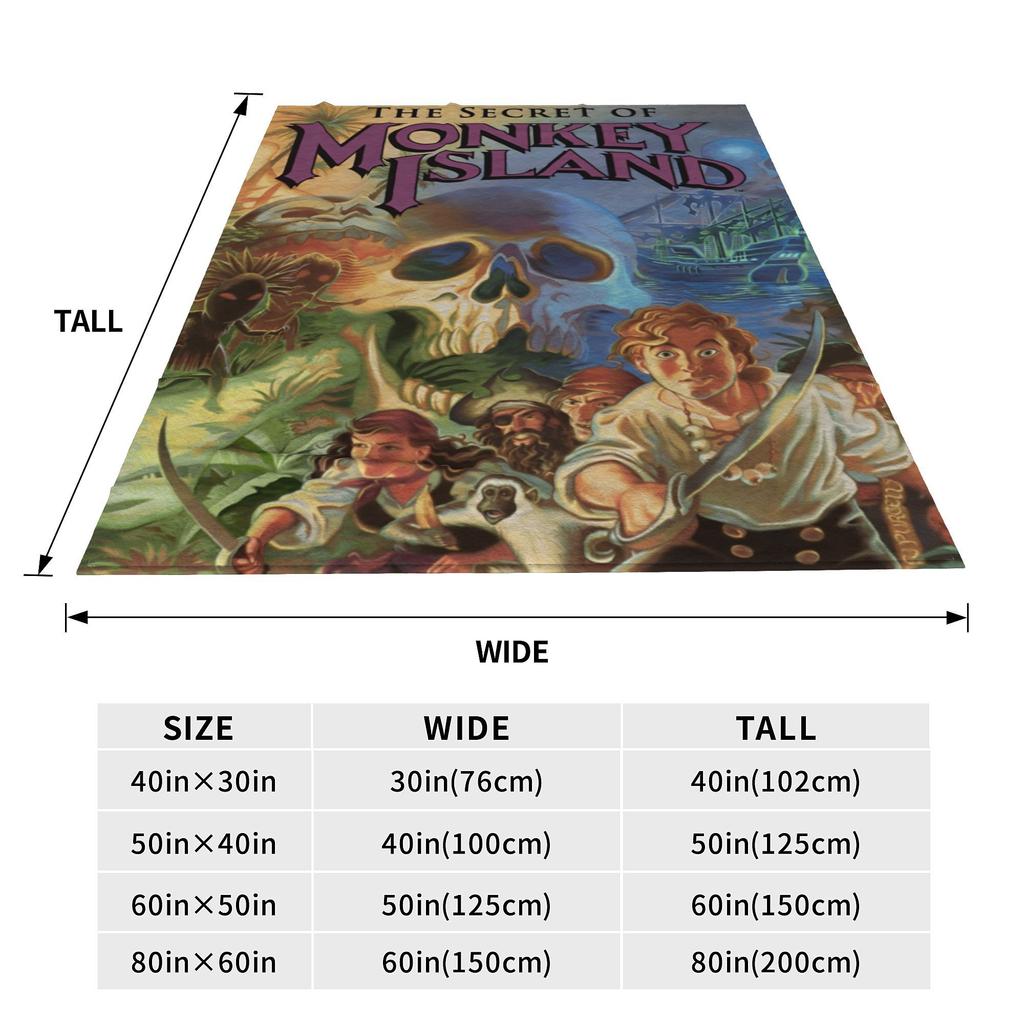 The Secret of Monkey Island Knitted Blankets Funny Game Fuzzy Throw Blanket Bedspreads Decoration Warm Multifunction Rug Piece