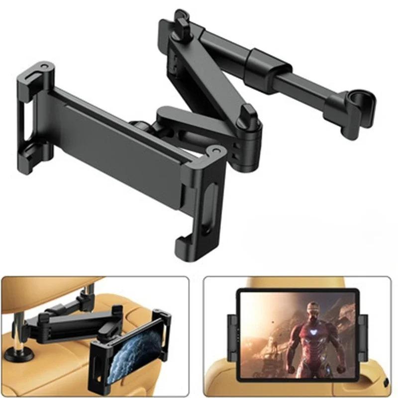 The car headrest tablet phone stand is 360° rotatable and extendable for installation, compatible with all smart devices