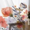 Handgemalte Aquarell-Orange-Vorhänge mit Pflanzen- und Blumenmotiven, transparent, Tüllvorhänge für Wohnzimmer, Heimdekoration, Voile-Vorhänge