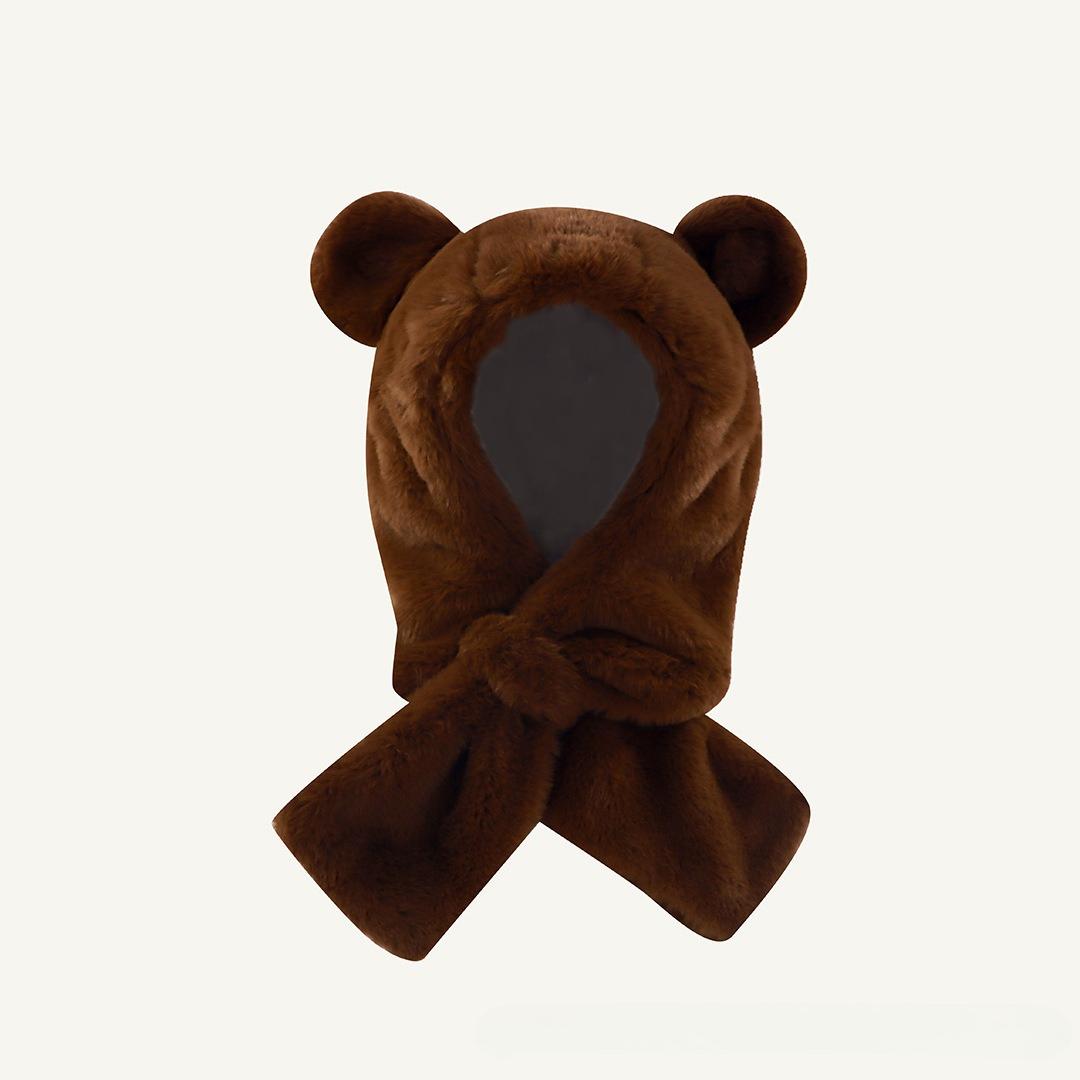 

Kids Balaclava Hat Winter Plush Ear Flap Cap with Integrated Scarf Adorable Animal Thermal Ear Protection Cold Weather Gear L