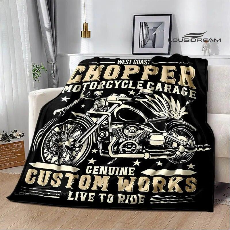 Motorcycle Retro Printing Blanket Flange Warm Blanket Soft and Comfortable Blanket Picnic Blanket Bed Linings Birthday Gift