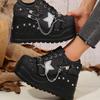 Gothic Chunky Platform Wedges Denim Women Mary Janes Shoes 2024 New Y2k Sweet Cute Women Shoes Pumps Loafers Comfy Shoes