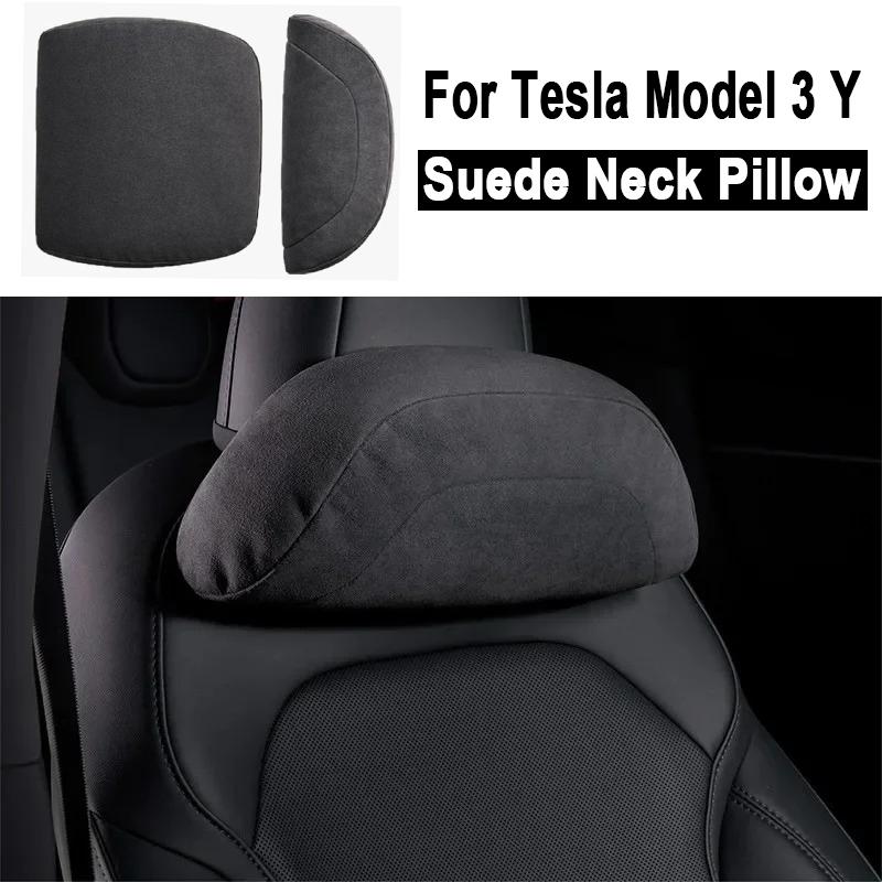 Comfortable Headrest Neck Pillow for Tesla Model 3/Y/3+ Model Y Juniper 2025 Accessories Car Suede Neck Pillow for Traveling