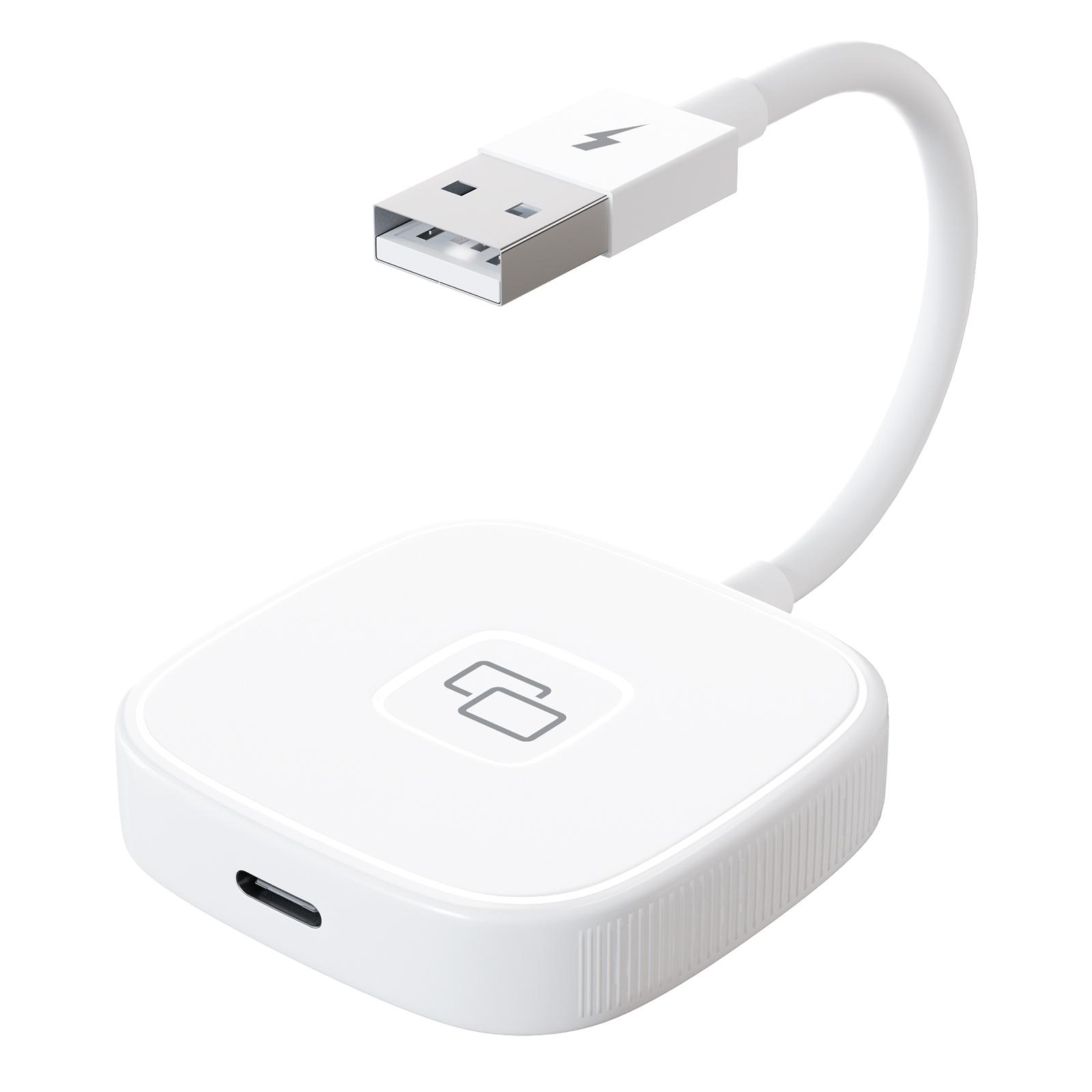 

THT-020-7 Car Mirror Adapter AI BOX for iPhone Carplay to Car Display Adapter with USB-C Adapter,Wired Carplay Mirror Dongle White