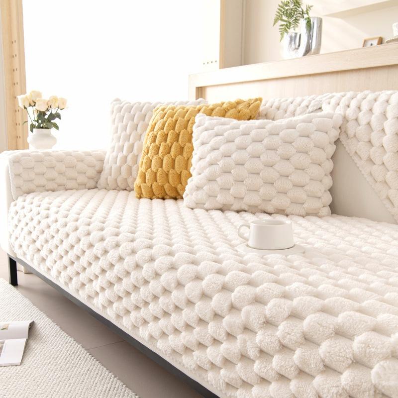 1pc Honeycomb Velvet Sofa Cushion, Pet's Favorite, Dog Friendly, Sofa Couch Cover, Thick Plush Seat Cushion Protector For Bedroom Office Living Room