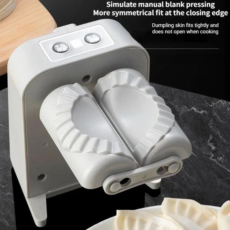 Fully automatic electric dumpling machine,featuring 2 modes,rechargeable,dumpling skin presser,with a filling spoon and brush