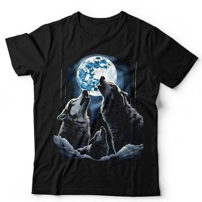 Wolf Tshirt Howling Moon Unisex and Kids Native American Wolfpack Hipster Nature
