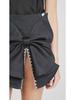 Shisanhang 2024 Summer Skirt: Exaggerated Bow, Crystal Accent, Slit Detail, Short Style