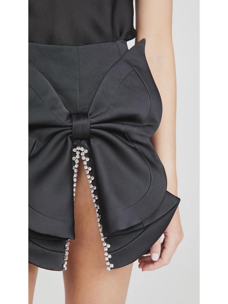 Shisanhang 2024 Summer Skirt: Exaggerated Bow, Crystal Accent, Slit Detail, Short Style