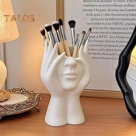 Face Flower Vase White Female Form Face Dining Table Centerpiece Modern Nordic Style Decorative Art Vase for Home Living Room Office Book Shelf Decor