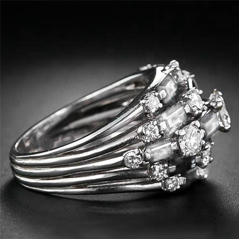 925 Sterling Silver Trendy Ring for Women Blue/White CZ Full Bling Iced Out Female Wide Rings Party Statement JewelryGood product