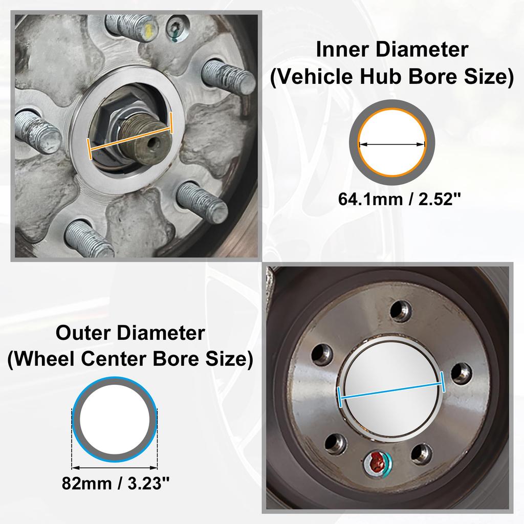 X AUTOHAUX Set of 4 OD 82mm to ID 64.1mm Aluminum Alloy Car Hub Centric Ring Wheel Boss Center Spacer