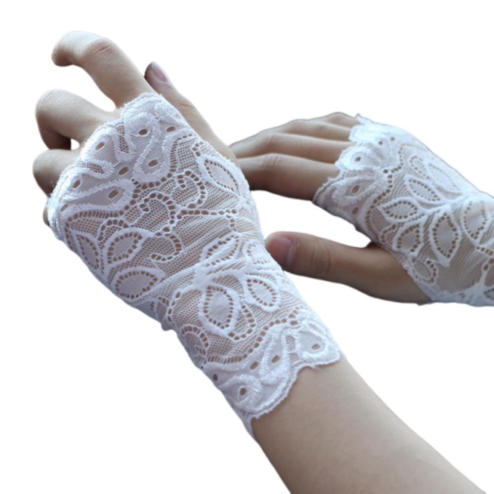 Thin Lace Half Finger Gloves Breathable Sun Protection Riding Gloves Driving Gloves  Wedding Events