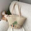 Casual Beach Ladies Large Capacity Shoulder Straw Woven Bag Surfboard Handbag Vacation Beach Grass Tote Bag CLE