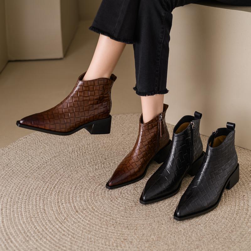 Fashion 2024 New Autumn Women Boots Pointed Toe Chunky Heel Boots for Women Winter Boots Short Boots