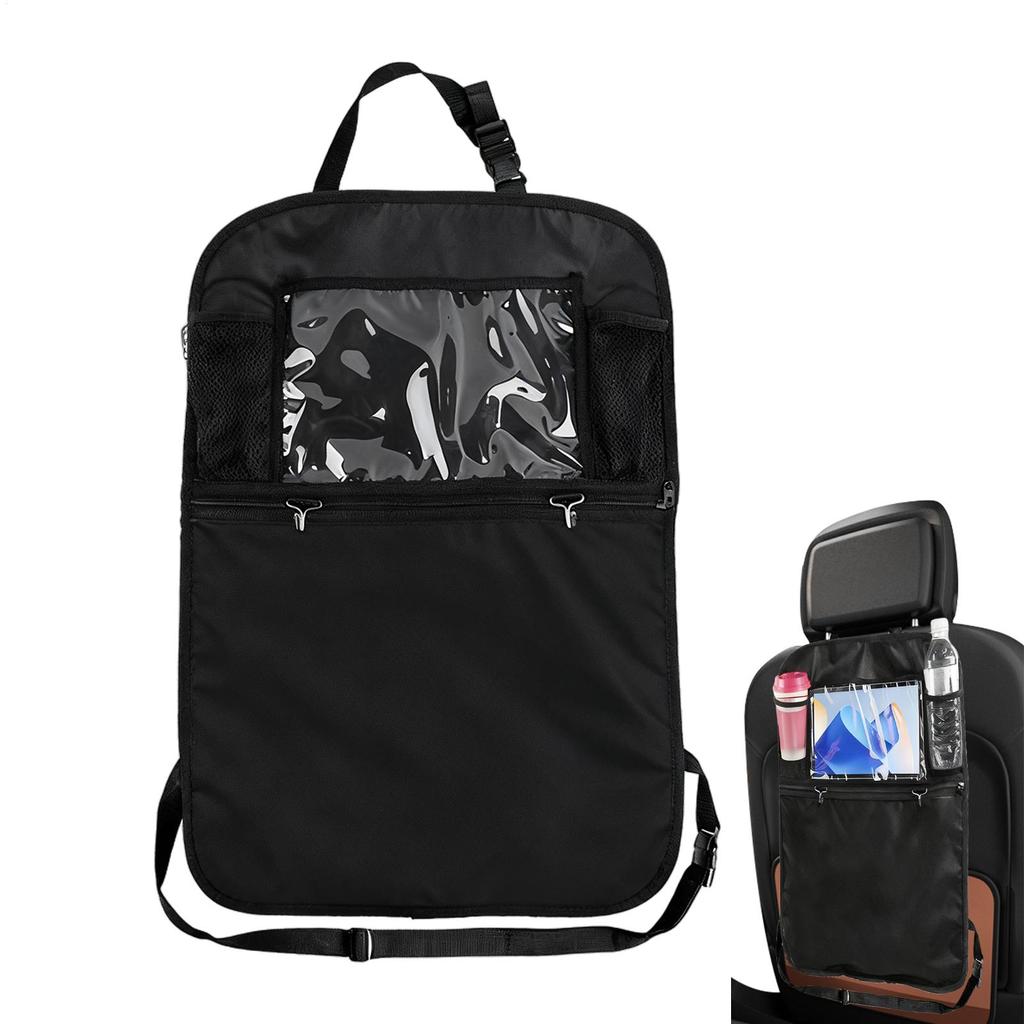 Car seat back storage bag Waterproof Tablet Cup Holder Organizer Oxford cloth strap hook Car anti kick backrest storage bag