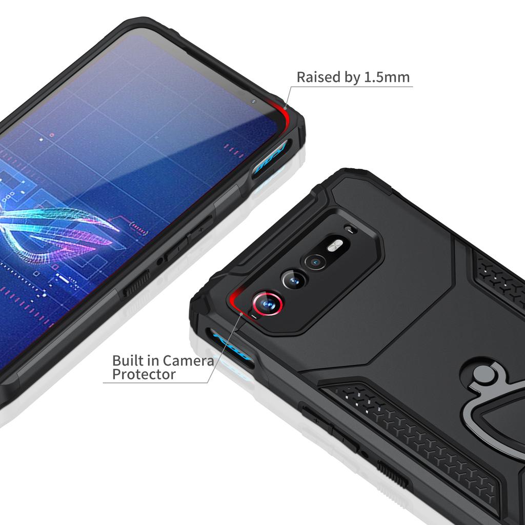 Für Asus ROG Phone 6 5G/ROG Phone 7 5G PC+TPU Handyhülle Rutschfester Ständer Handyhülle