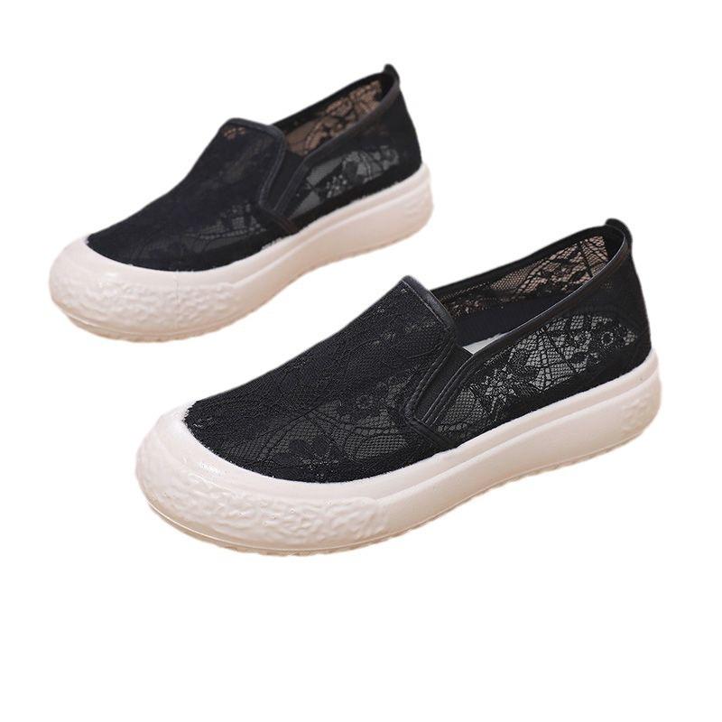 Pantofi de damă, pantofi de pescar, pantofi cu o singură talpă din plasă respirabilă din dantelă, pantofi casual cu talpă groasă pentru copii