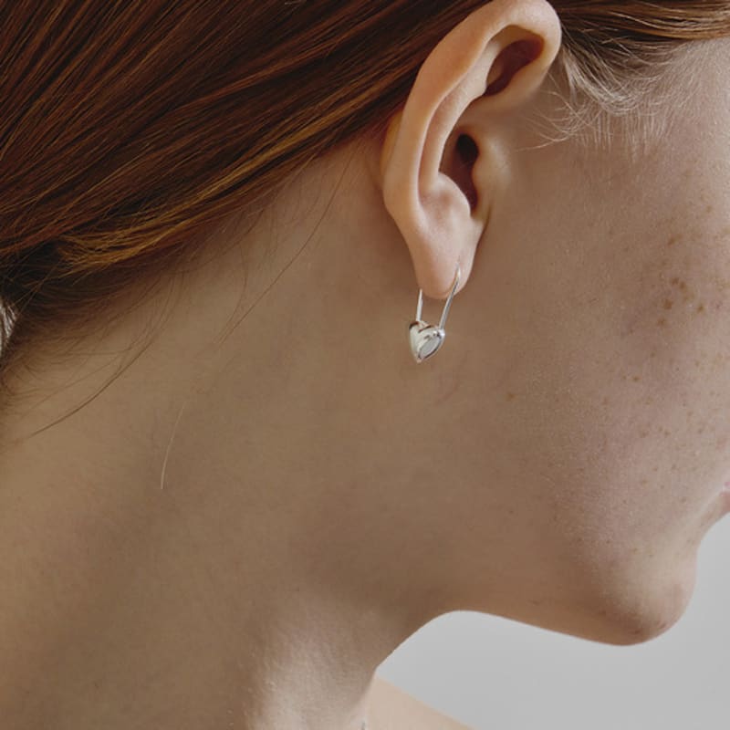 eenie beenie silver heart hook earrings