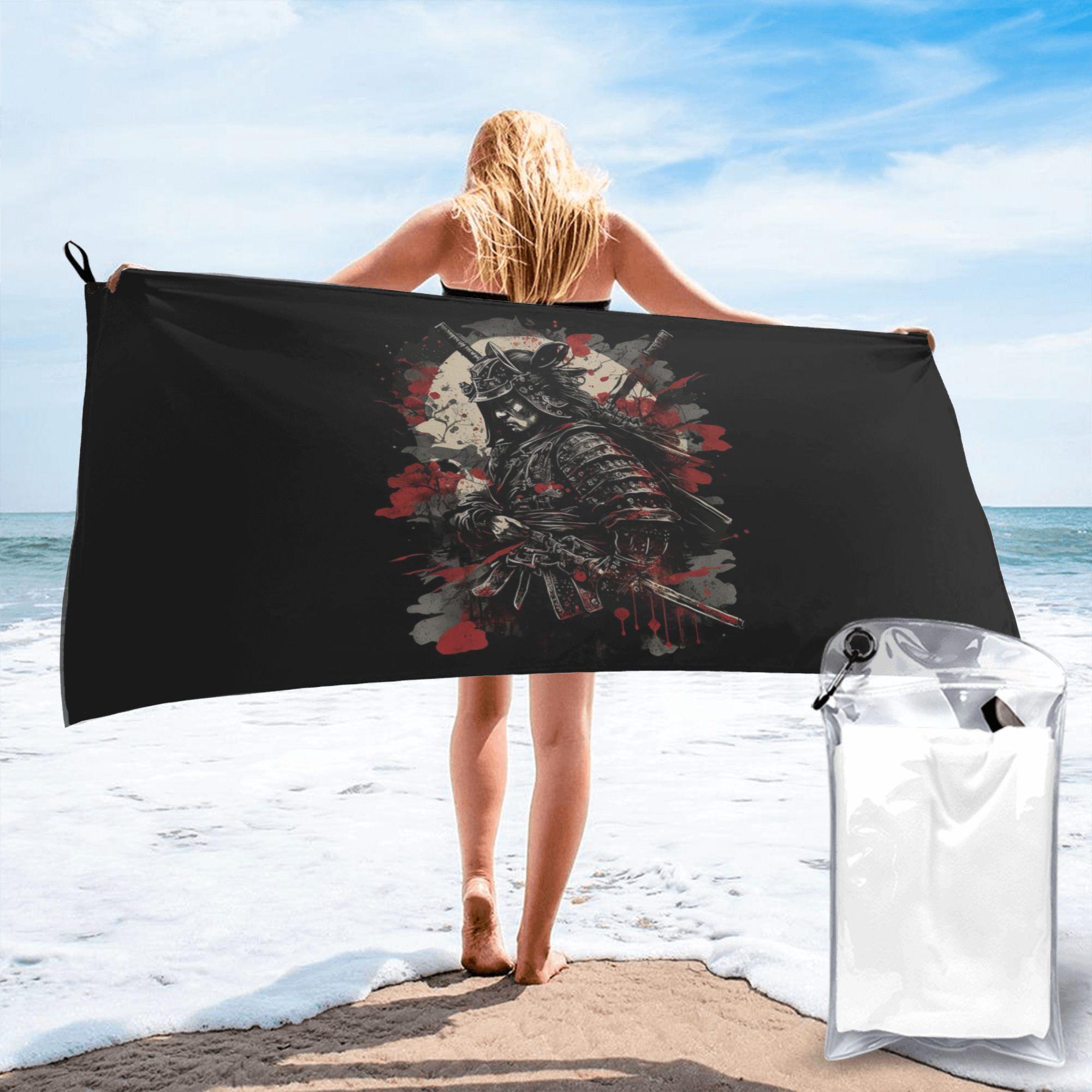 

Japanese Samurai Warrior Beach Towel Soft Microfiber Quick Dry Absorbent Quick Towels For Bath W30*H60(CM)