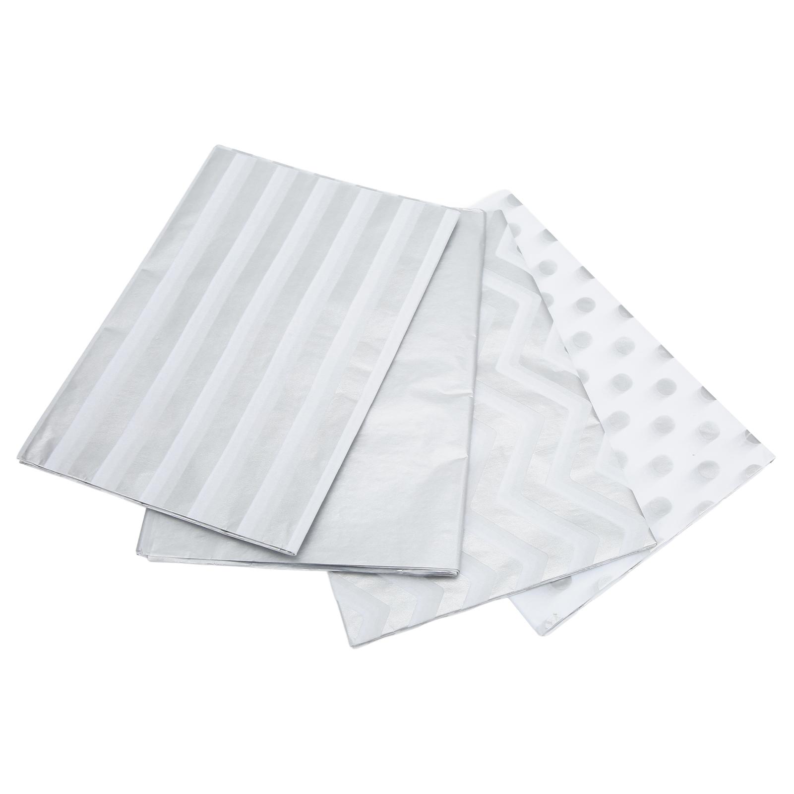 

40Pcs Gift Wrapping Paper Waves Point Stripe Clear Bright Silver Pattern Environmentally Friendly