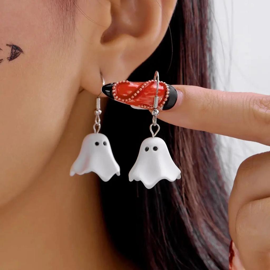 Cute Luminous Halloween Ghost Minimalist Drop Earrings for Women Trick or Treat Card Packed Spirit Charms for Spooky Parties
