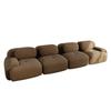 4-Seater Sofa Soft Corduroy, Frameless, 32D High-Elastic Padding, Pet-Friendly, Vacuum-Packed, Combinable, No Assembly for Bedroom and Office, Brown