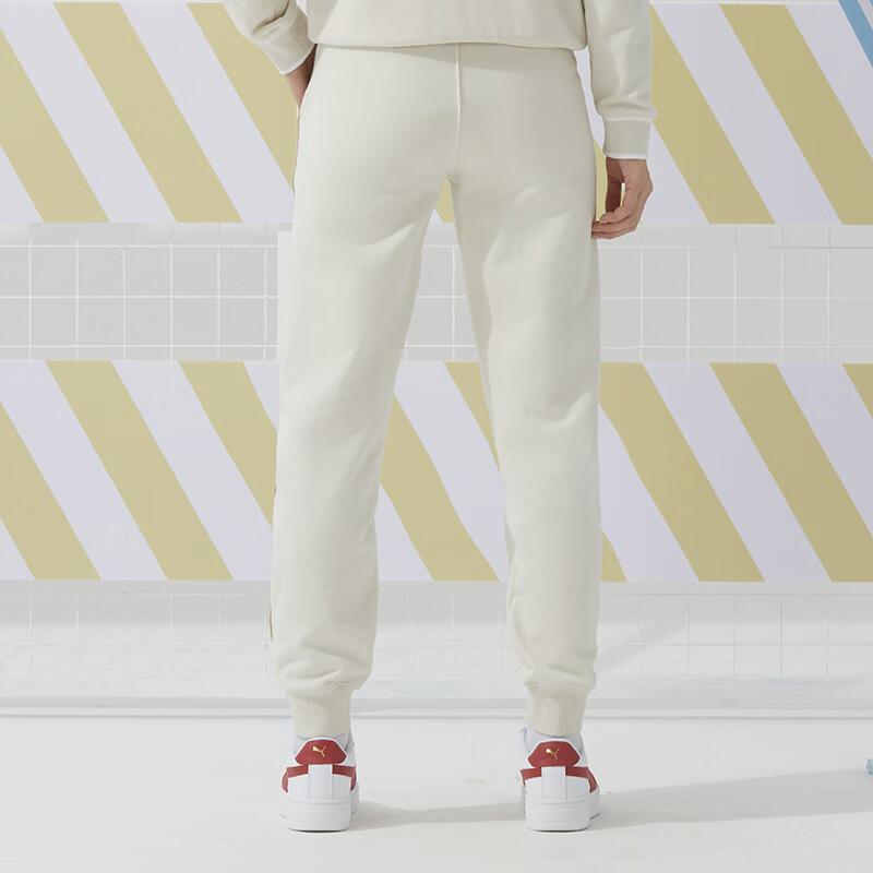 Puma Solid Color High Waist Knitted Sports Pants Women Bottoms White 682160-87