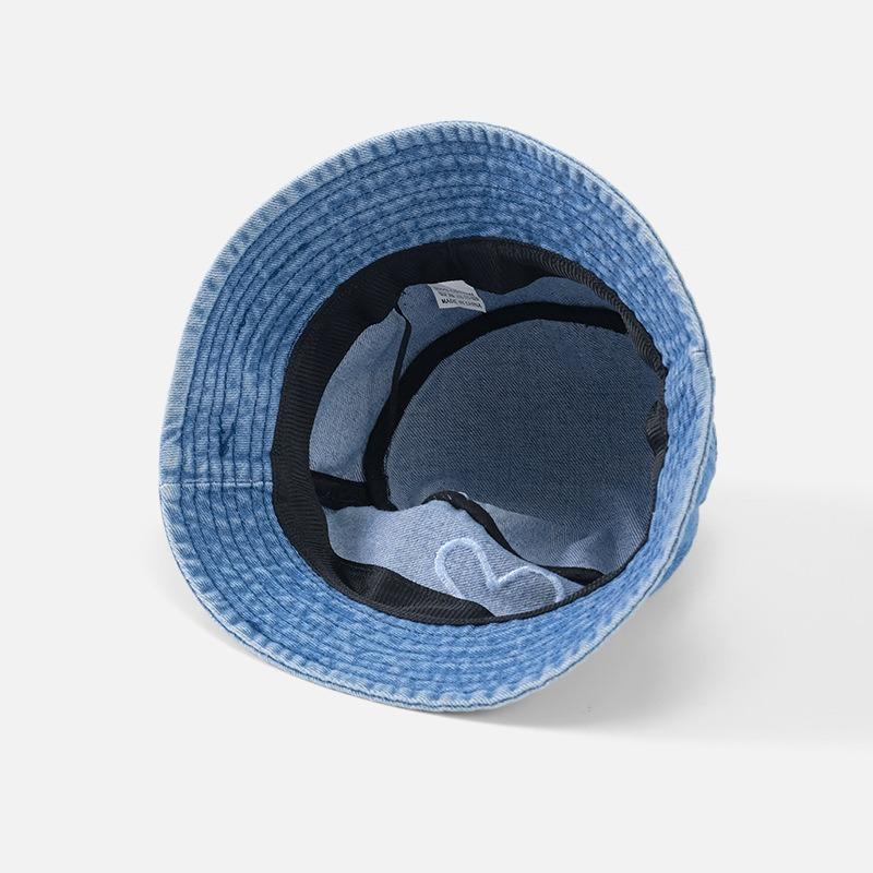 Denim bucket hat love embroidery sunshade sunscreen basin hat casual versatile street bucket hat