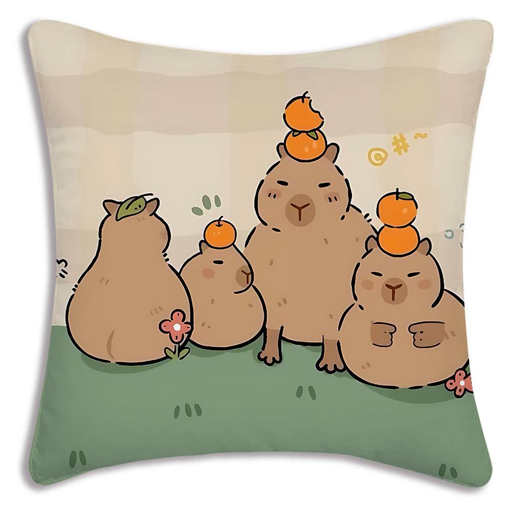 Cute animal C-Capybaras Pillow Covers Cartoon Sofa Decorative Home Double-sided Printing Short Plush Cute Cushion Cover