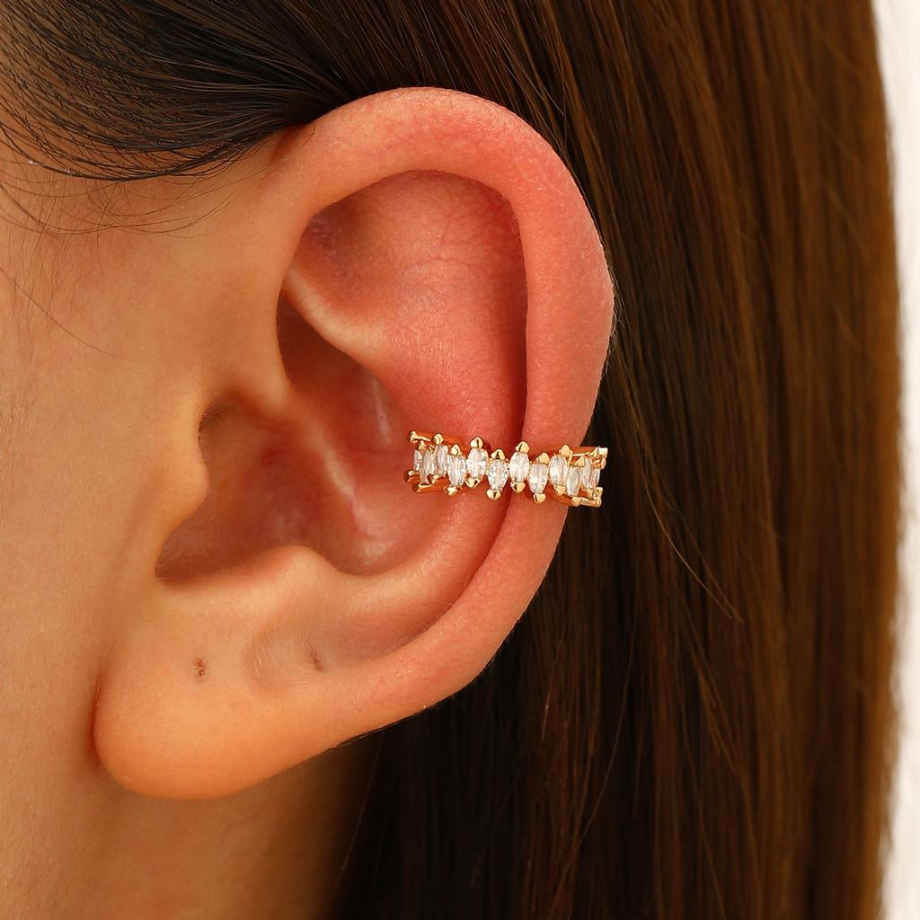 1Pc Horse Eye Zircon Earcuff Clips On Earring for Women Girls No Fake Piercing Cartilage Star Crystal Earring Ring Without Hole