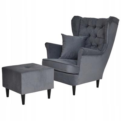 Gaja Wing Chair with Footrest, Scandinavian Gray Comfortable