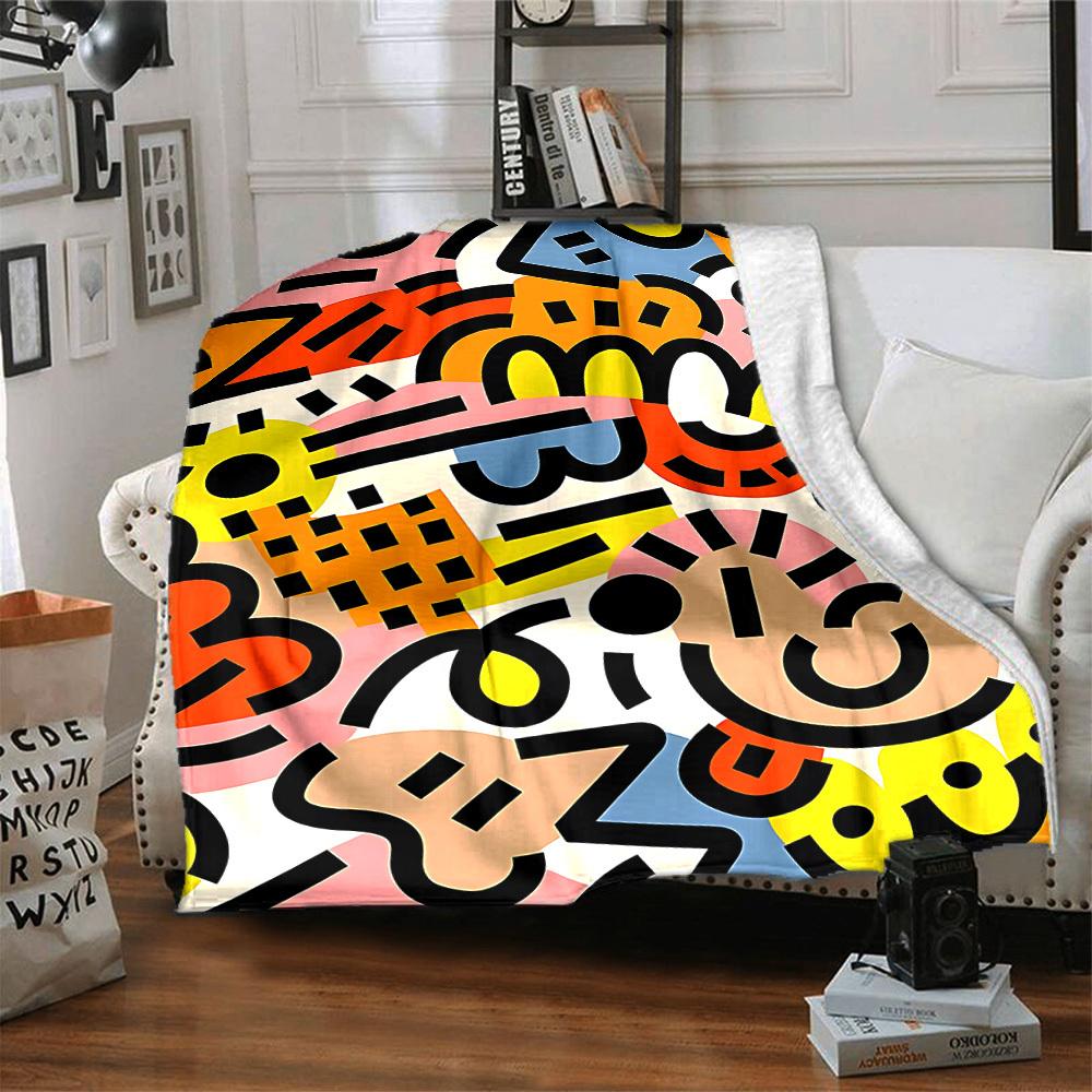1pc Abstract Art Blanket Warm, Cozy, And Soft, Suitable for Sofas, Beds, Cars, And Office Use.Perfect for Camping And Travel, Making It a Great Gift F