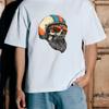 Retro Biker Skull T-Shirt Men's Black Motorcycle Helmet Beard Sunglasses Unisex Novelty Gift T-Top