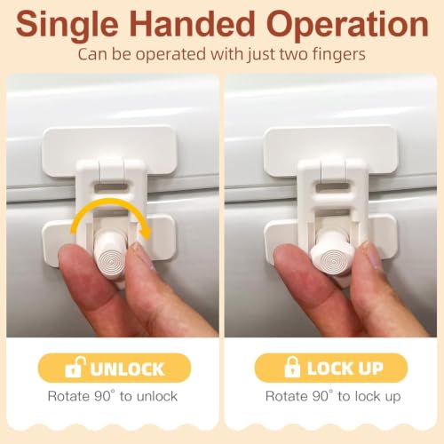 KOHVAN 4 Pack Child Safety Locks for Cabinets - Baby Proofing Latches No Drilling Adhesive White - Window Toilet Fridge Drawer Locks for Toddlers