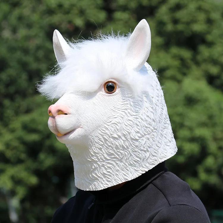 Halloween Mask Hooded Alpaca Mask Funny Animal Props