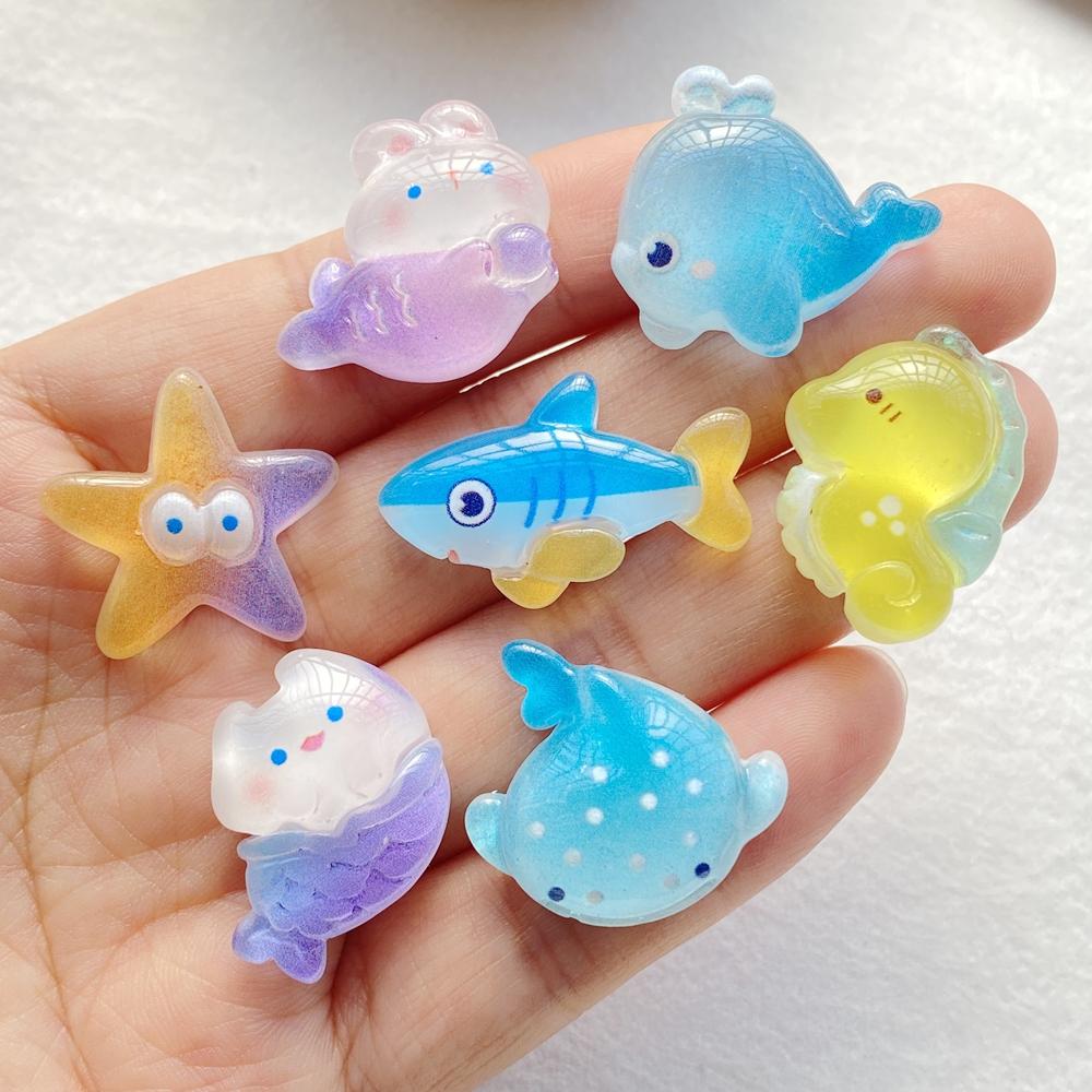 

10 шт. Милые смоляные мультяшные акулы, киты, морские звезды, серия «Океан», кабошоны с плоской задней стороной, скрапбукинг, DIY, украшения для ювелирного дела, украшение