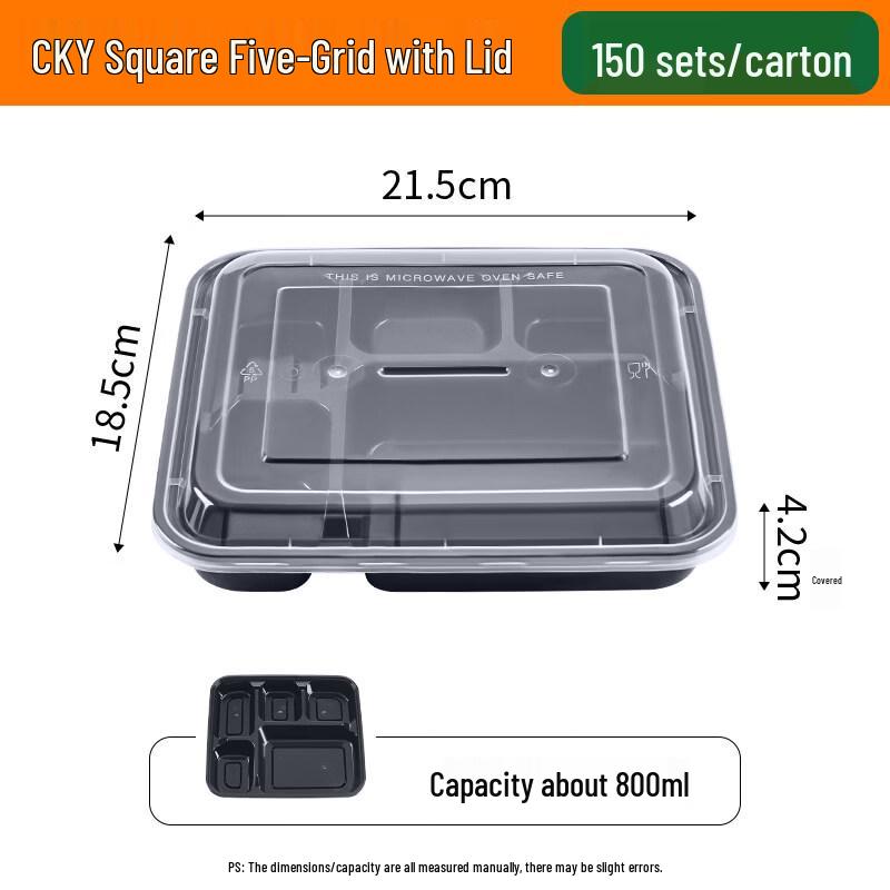 ZISIZ Five-Compartment Disposable Food Container