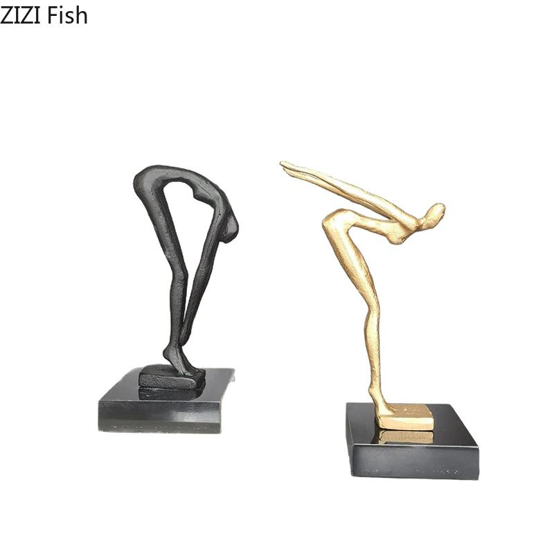 Gymnast Figures Statue Desk Decoration Ornaments Creative Gymnastic Performance Character Metal Sculpture Room Aesthetic Decor