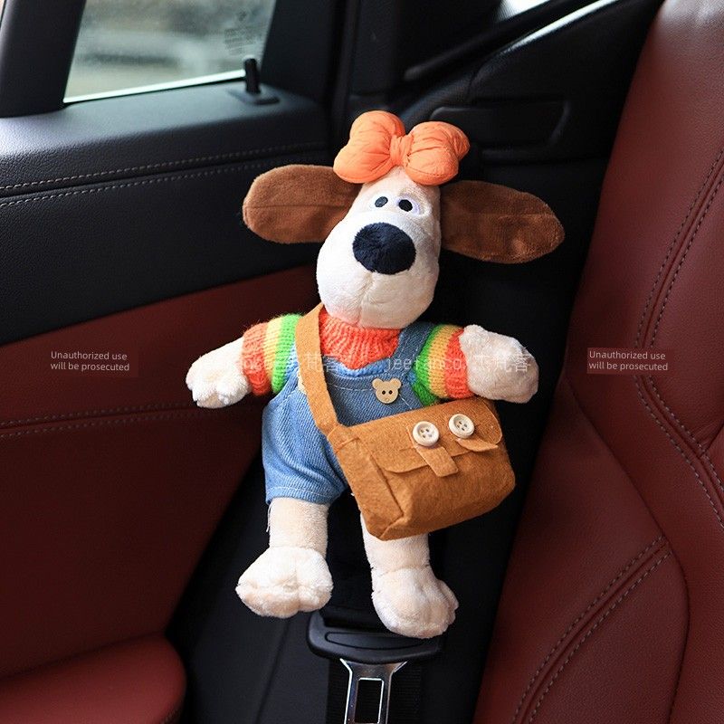 Car Seatbelt Shoulder Pad Cute Cartoon High-End Style Dog-Shaped Car Protective Cover Anti-Neck Strain Car Decoration
