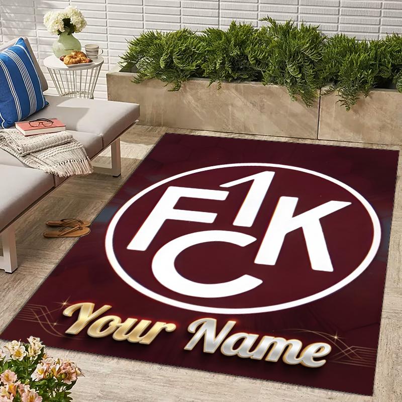 1.FC Kaiserslautern Design Area Rug Personalized Name- Non-Slip, Soft & Cozy Floor Mat for Living Room, Office - Indoor/Outdoor Carpet