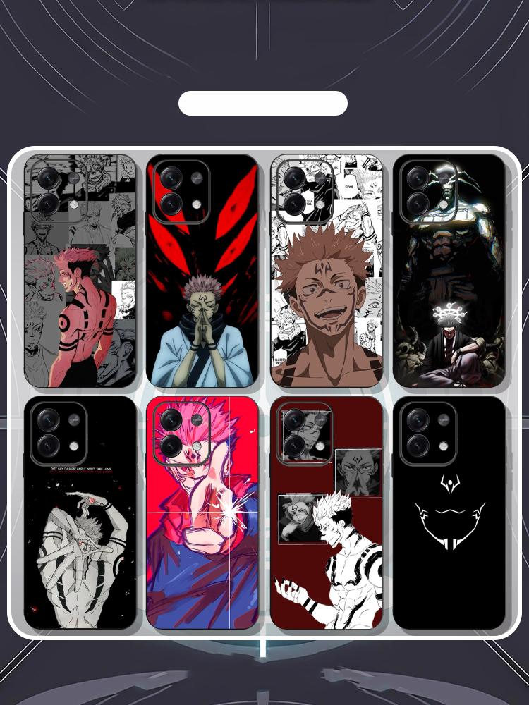 Sukuna cool anime demon pattern Phone Case For Redmi Note 14 13 12 11 Pro Plus S 5G 14C A3 Soft Black Phone Cover