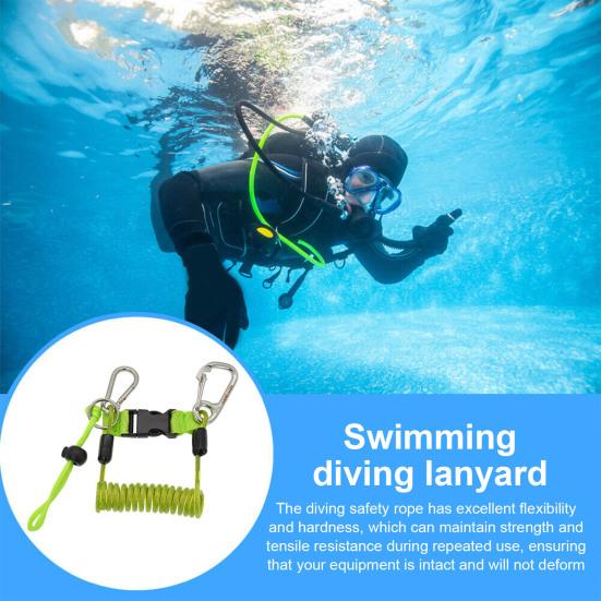 Scuba Diving Coil Landyard Stainless Steel Spring Lanyard with Quick Release Buckle Swimming for Underwater Camera Flashlight