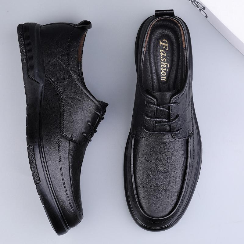 Fashion Spring Autumn Man Genuine Leather Casual Shoes Luxury Derby Shoes Lace-Up Male Flats Business Mens Footwear Classic Oxford Shoes