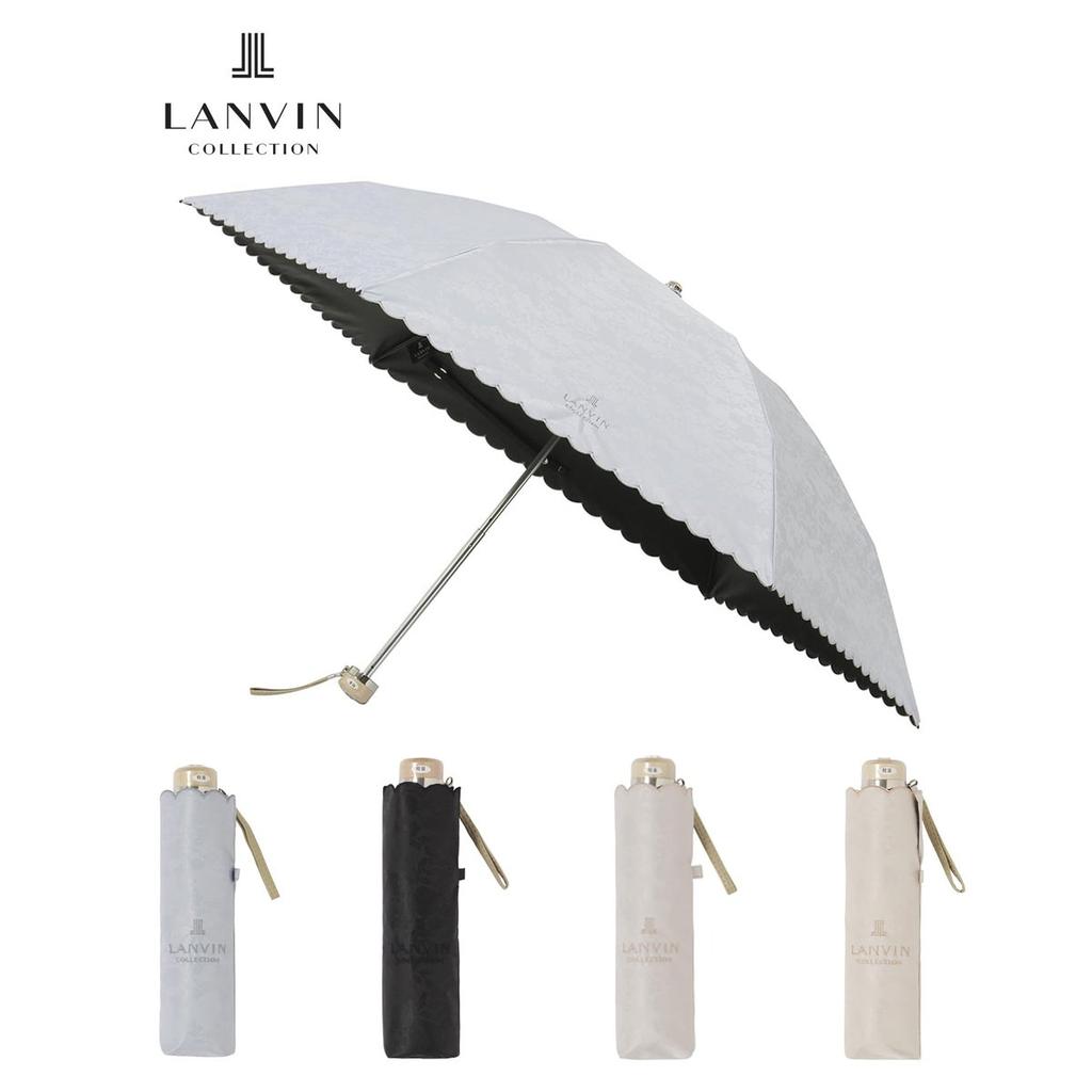 LANVIN COLLECTION Folding Parasol Umbrella Pale Pink Fuwacool Jacquard Floral UV Cut 22-083-12458