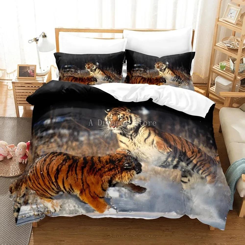 3D Animal Tiger Printed Brown Bedding Set Single Twin Double Queen King Cal King Size Bed Linen Set